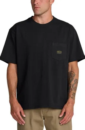 Rvca Americana Pocket Label Cotton T-Shirt in Black at Nordstrom, Size Xx-Large
