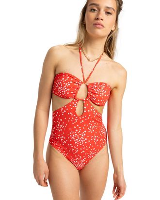 Roxy Badeanzug ROXY Pt Beach Classics, Damen, Gr. XXL, rot (poppy rot dancing ditsy swim), Recycling-Polyester, Badeanz&uuml;ge Badeanzug