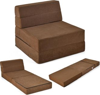 Costway Colch&oacute;n Plegable 3 En 1, Sof&aacute; Cama Plegable En 3 Secciones, Colch&oacute;n De Espuma De Densidad De 15 Cm, Funda Extra&iacute;ble Y Lavable, Cama De Invitados Port&aacute;