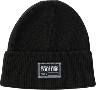 Versace Jeans Couture Logo Knit Beanie - Dames - Hoeden - Zwart - ONE Size - Polyester - Accessoires