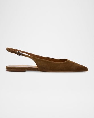 Aeyde Annora Kid Suede Slingback Flats