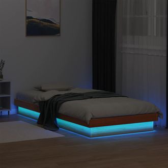 vidaXL Vidaxl - Estructura De Cama Led Madera Maciza Pino Marr&oacute;n Cera 100x200cm
