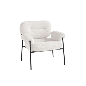 MondoViro Sill&oacute;n de tejido boucl&eacute; blanco 80x79 cm 75h