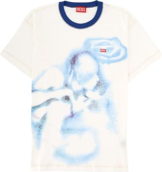 Diesel White Graphic Crew Neck T-Shirt