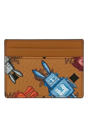 MCM Aren Card Case in Rabot Visetos in Cognac at Nordstrom