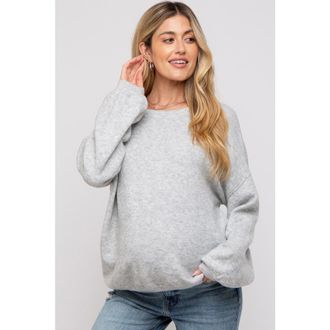 Pinkblush Basic Drop Shoulder Sweater in Silver at Nordstrom, Size Large