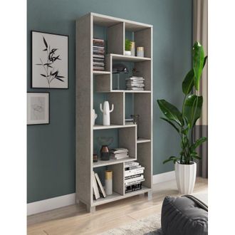 Dmora Biblioteca Veniano, Estanter&iacute;a 8 Niveles, Suelo, Como Separador De Ambientes, 68x25x161h Cm Gris