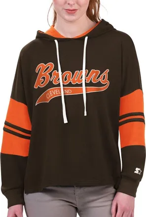 Starter Womens Starter Brown Cleveland Browns Bump And Run Long Sleeve Hoodie T-Shirt at Nordstrom, Size Xx-Large