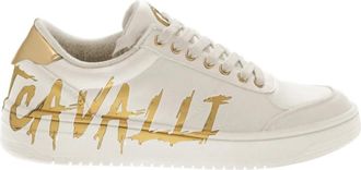 Just Cavalli Logo-Printed Lace-Up Sneakers - Dames - Sneakers - Wit - 40 EU - Leer - Schoenen
