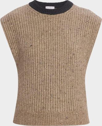 Brunello Cucinelli Sleeveless Sequined Wool-Cashmere Sweater