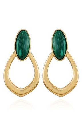 Vince Camuto Faux Stone Doorknocker Earrings in Goldtone/Malachite at Nordstrom Rack