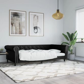 vidaXL Sof&aacute; Cama Sin Colch&oacute;n Cuero Sint&eacute;tico Negro 100x200 Cm Vidaxl