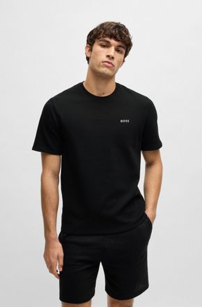 HUGO BOSS Pyjamaoberteil BOSS Waffle T-Shirt, Herren, Gr. XXL, schwarz (schwarz 001), Obermaterial: 60% Baumwolle, 40% Polyester, regular fit, Rundhals, Shirts 