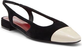 Jeffrey Campbell Worthwhile Slingback Flat in Cream Patent Black Suede at Nordstrom, Size 8.5