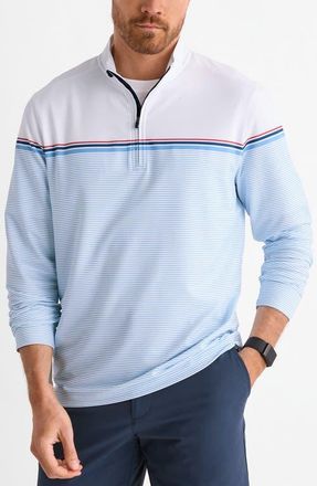 Vineyard Vines Performance Club Quarter-Zip Pullover in Red White Blue Micro Stripe at Nordstrom, Size Xx-Large