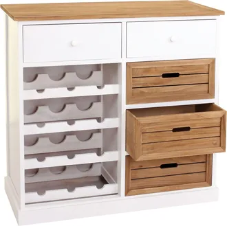 Hhg Hhg - Nunca Usado] Botellero 307, C&oacute;moda Botellero Para 12 Botellas Con Cajones, Casa De Campo 86x87x37cm