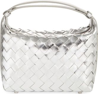 Bottega Veneta Mini Wallace Mirror Intrecciato Metallic Leather Shoulder Bag in 8101 Silver/Silver at Nordstrom