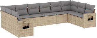 vidaXL Juego De Sof&aacute;s Jard&iacute;n Con Cojines Beige 10 Pzas Rat&aacute;n Sint&eacute;tico Vidaxl