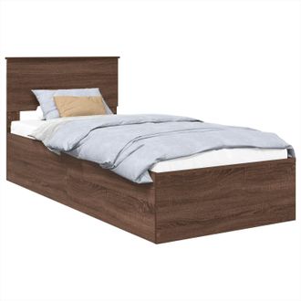 vidaXL Estructura De Cama Con Cabecera Roble Marr&oacute;n 75 X 190 Cm Vidaxl