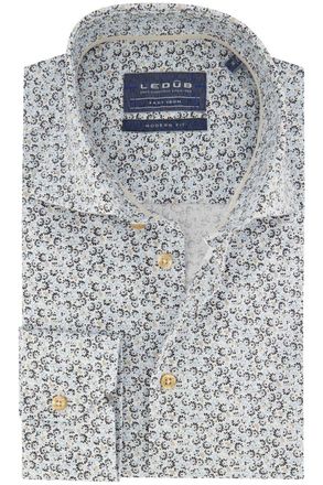 Led&ucirc;b Ledub overhemd Modern Fit New blauw geprint katoen