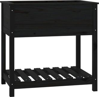 vidaXL Vidaxl - Planter with Shelf Black 82.5x54x81 cm Solid Wood Pine