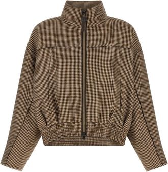 Brunello Cucinelli Jassen, Dames, Bruin, M, Wol, Prince of Wales Jas