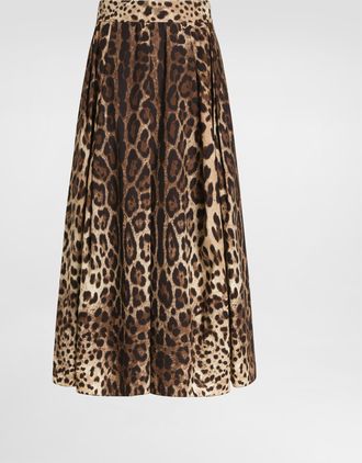 Dolce & Gabbana Leo-print Poplin Skirt - Woman Skirts Animal Print 36
