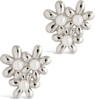 Sterling Forever Vallie Cultured Pearl Stud Earrings in Silver at Nordstrom Rack