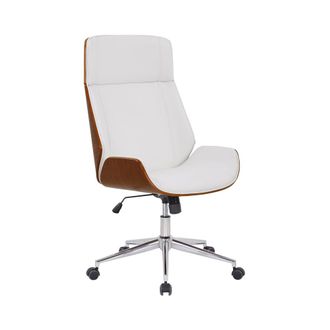 Clp Silla de oficina giratoria regulable en Simil cuero Nogal/blanco