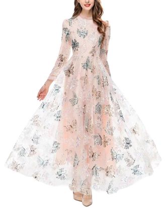 Burryco Long Sleeve Printed Maxi Dress