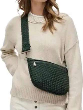 Sol and Selene Etheral Woven Neoprene Crossbody Bag In Olive