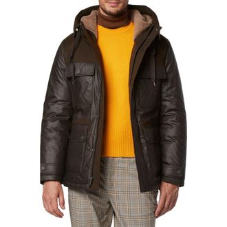 Andrew Marc Harrigan Mixed Media Puffer Jacket in Canteen at Nordstrom Rack, Size X-Large