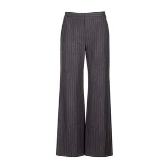 Off-white Pinstripe Wide Trousers - female - Off White - Wide Trousers - Gray - L - Trousers