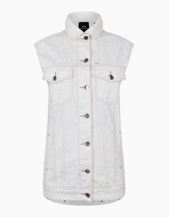 A|X Armani Exchange Womens Regular Fit Sleeveless Shirt - Ether Embrdery - Size: 10