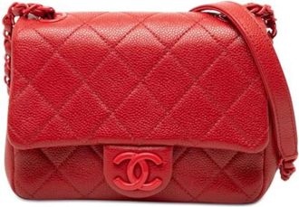 Chanel Pre-owned Quilted Flap Crossbody Tas - Dames - Vintage Schoudertas - Rood - ONE Size - Leer - Vintage
