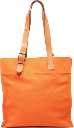 Herm&egrave;s Pre-owned Womens Toile Etriviere Shopping Tote - Orange Textile - One Size