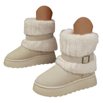 Generic Winter Boots for Women 2025, Non-Slip Comfortable Slip Casual Round Toe Woman Short Boot Warm Pull On Snow Booties Retro Winter Casual Walking Outdoor