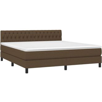 vidaXL Vidaxl - Cama Box Spring Colch&oacute;n Luces Led Tela Marr&oacute;n Oscuro 180x200cm