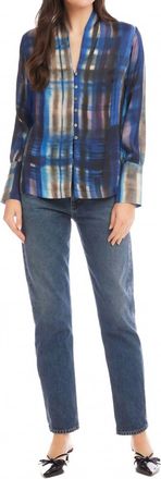 Fifteen Twenty V Neck Button Front Blouse In Print