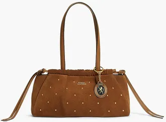 Tommy Hilfiger Womens Studded Suede Shoulder Bag - Cognac