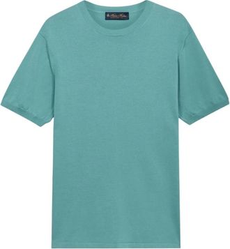Brooks Brothers Gegemerceerd katoenen T-shirt - Heren - T-shirts - Blauw - L - Katoen - Tops