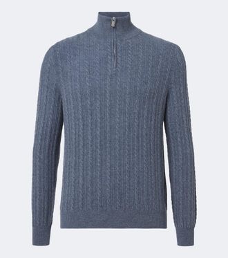 Fedeli Cable-knit cashmere half-zip sweater