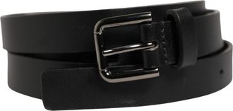 Dolce & Gabbana Mens Black Double Strap Leather Silver Buckle Belt Calf