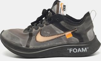 Off-white Off White X Nike Black/silver Mesh And Polyurethane Zoom Fly Low Top Sneakers