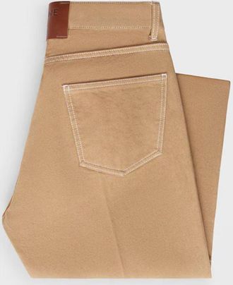Celine Wide-Leg Cotton-Blend Trousers - Beige