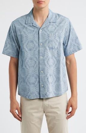 Corridor Diamond Jacquard Cotton Camp Shirt in Blue at Nordstrom Rack, Size Small
