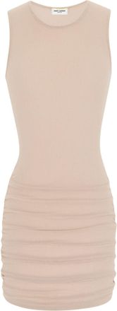Saint Laurent Womens Stretch Tulle Short Dress - Peach Nylon - Size EU 40 (Womens)
