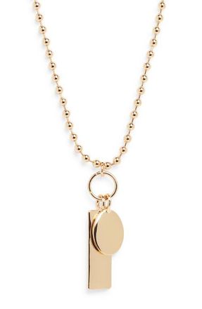 Open Edit Long Shot Tag Beaded Pendant Necklace in Gold at Nordstrom