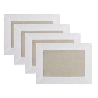Solino Home Linen Placemats - Contempo, 14 x 19 in White And Natural at Nordstrom, Size Medium