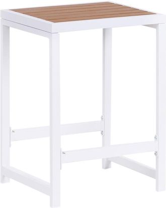 Beliani Taburete De Jard&iacute;n Para Exterior Patio Base De Acero Asiento De Madera Pl&aacute;stica Blanco Avetrana